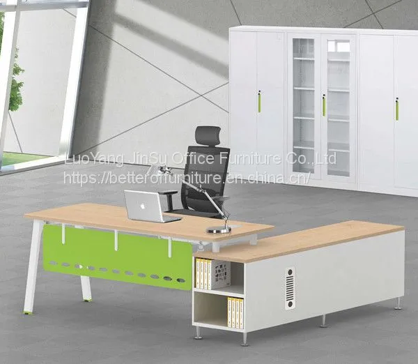 Manager Use L Shape Office Desk 3060 Steel Frame Wooden Modesty Panel photo-2