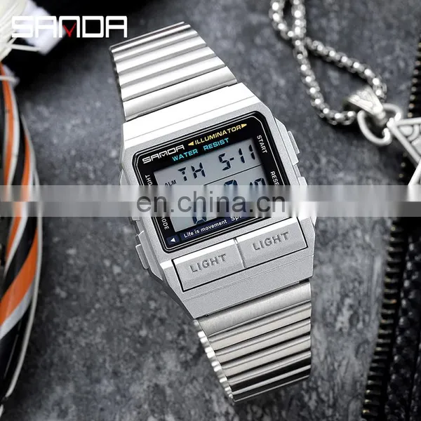 Sanda 2007 2020 New Men Digital Watch Set LED Luminous Waterproof Functional Sport Wrist Watches for Men photo-2