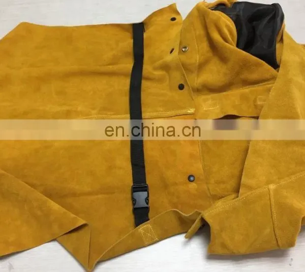 Mens Cow Split Leather Welding Apron With Long Sleeves, Welder Leather Apron, Safety Jacket photo-5