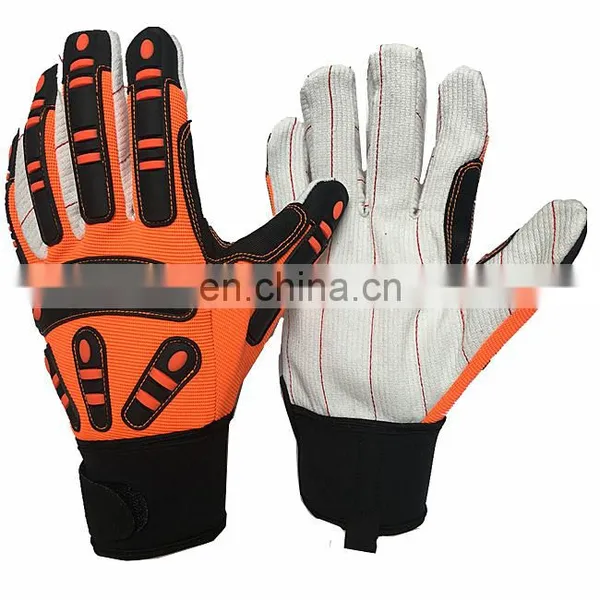 High Quality Cotton Palm Impact Gloves for Oil and Gas Industry Gloves