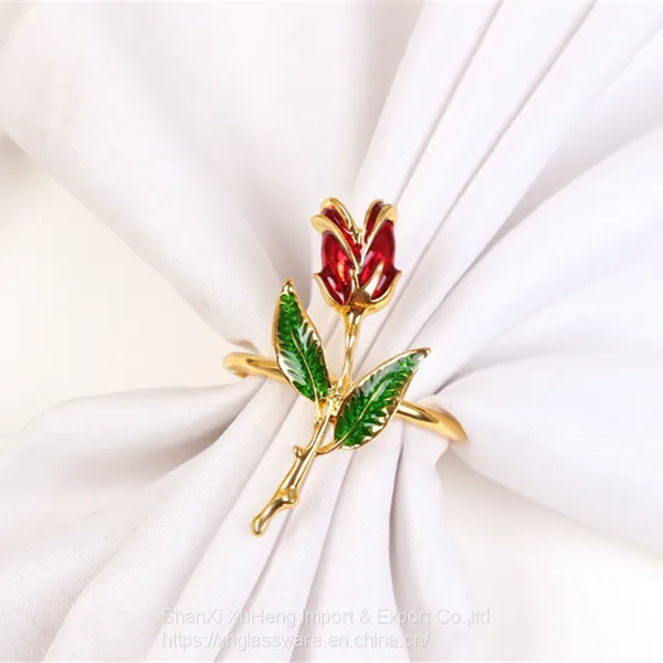 Rose Flower Serving Napkin Rings Valentine's Day Napkin Rings Wedding Party Ornaments For Napkins Table Decor photo-5