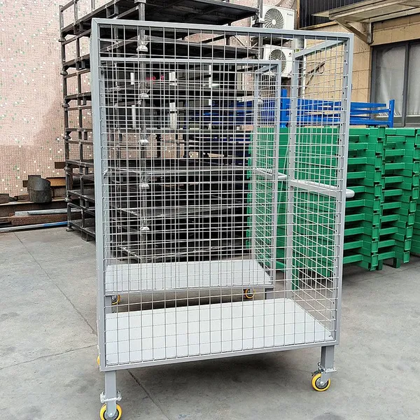4-seitiger faltbarer Stahl-Isolierwäschetrolley für die Lagerlogistik photo-5