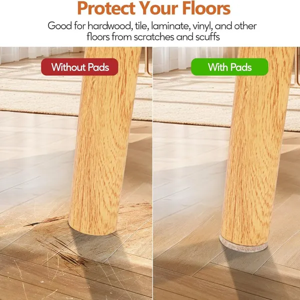 Premium Furniture Felt Pads (Beige), Self Adhesive Anti Scratch Floor Protector for Furniture Legs Hardwood With 60 Cabinet Door Bumpers photo-4