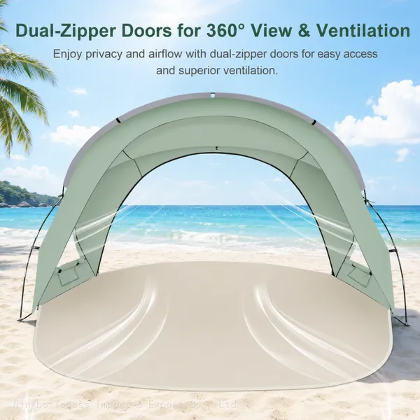 Tente de plage abri solaire avec protection UV UPF 50+, Canopée d'ombre de plage facile à installer, Tente d'ombre de plage portable Cabane de plage