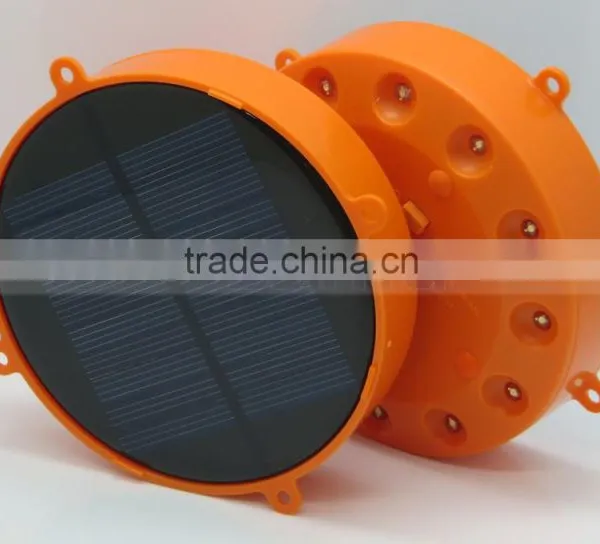 12 LED Orange Round Solar Light Power Bank Phone Charger Camping Hook Lamp photo-4