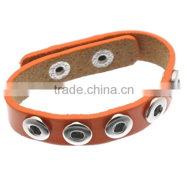 Leather Button Bracelets 18mm Ginger Snap Bracelet Charm Interchangeable Handmade Pulseras Button Snap Bracelets photo-3