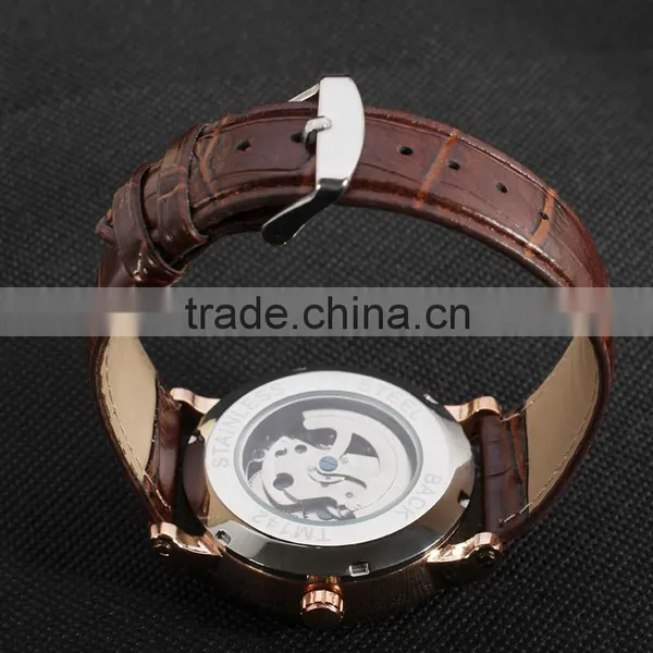 2016 Brand WINNER Simple Self-winding Automatic Mechanical Watch Men Wristwatch Luury Leather Strap With Calendar photo-5