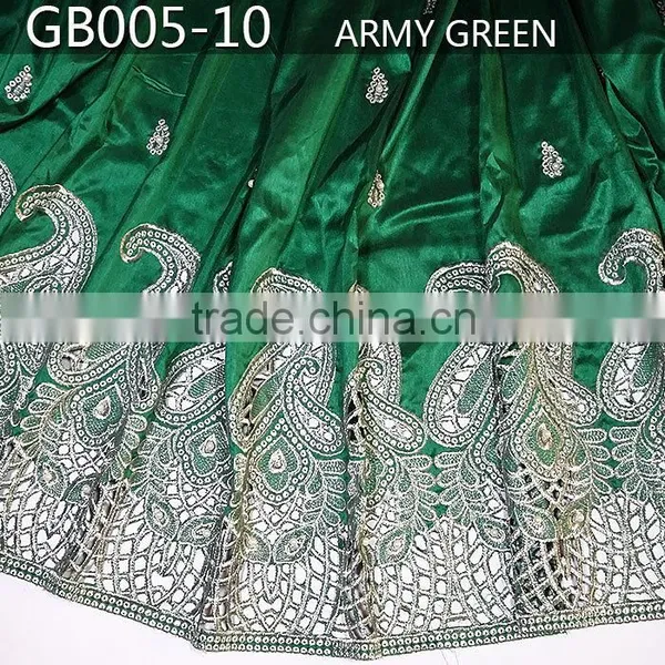 Embroidery Raw Silk George Dresses for Women of GB005-10 Army Green