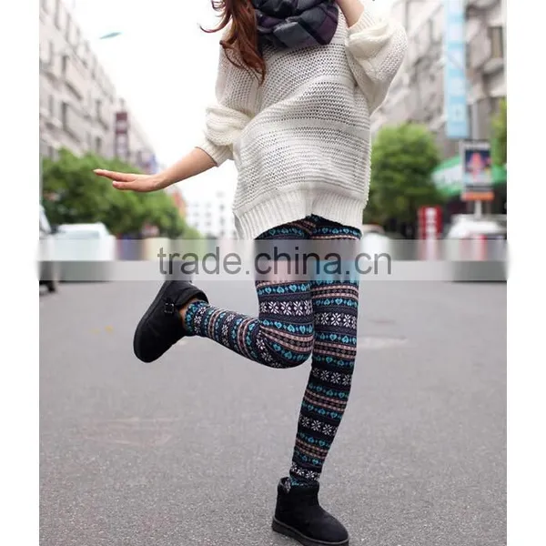 Christmas Leggings, Fleece Inside Leggings ,Chocolate Reindeer Leggings at Stock photo-2