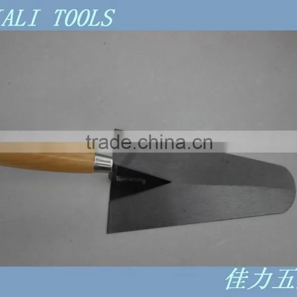 Bricklaying Trowel With Wooden Handle / Carbon Steel Blade Construction Tools photo-4