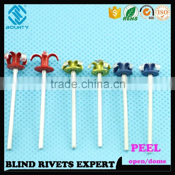 HIGH QUALITY OPEN END MANUFACTURER PROTRUDING CROWN HEAD ALUMINUM PEEL TYPE RIVETS photo-5