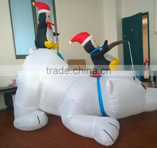 DJ-XT-48 Illuninate Inflatable Polar Bear With Fishing Penguins Outdoor Christmas Display photo-3