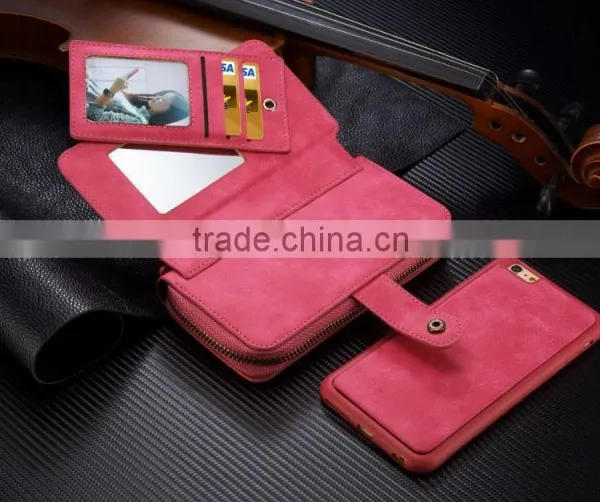 Best Selling Multifunction Leather Case Cover Zipper Wallet Case With Mirror For IPhone 6/6S Plus photo-5