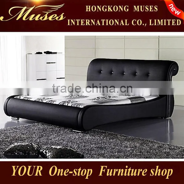 2014 new Bedroom furniture wood bed,mechanism for wall bed,luxury leather bed for Christmas promotion