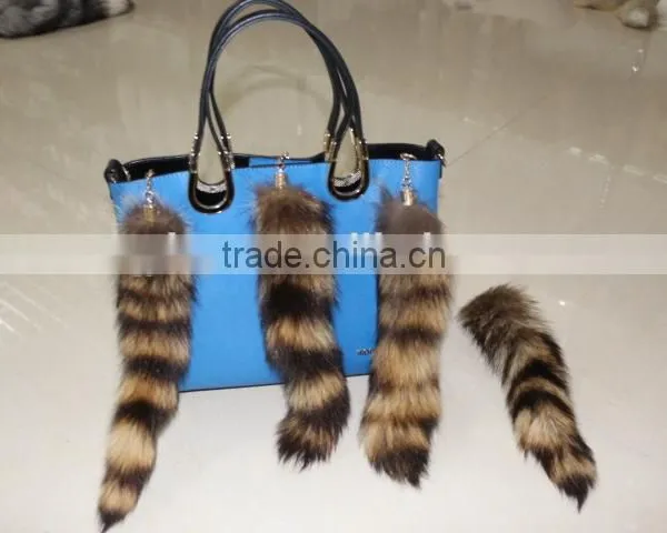 Wholesale Natural Color Fox Tail Fur Keychain / Fox Fur Tail photo-2