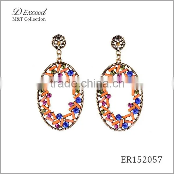 Wholesale Jewelry New Designs Ladies/Women's Ethnic Resin Earrings Oval Piercing Gold/Silver Plating Dangle Earrings photo-2