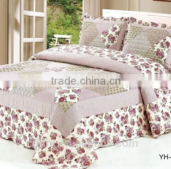 Purple Floral Coffee Paisley Patchwork Bedding Sets / Patchwork Quilts
