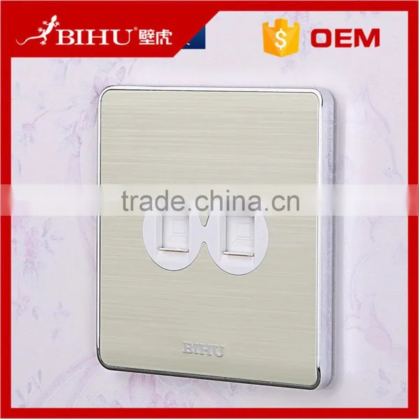 PC Brushed Stainless Steel Material Network Computer Wall Socket Rj45 Wall Outlet photo-5