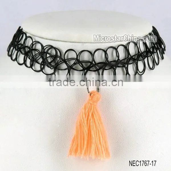 DIY Black Sexy Hippy Tribal Gypsy Boho Stretch Tattoo Henna Tassel Choker Necklace photo-6