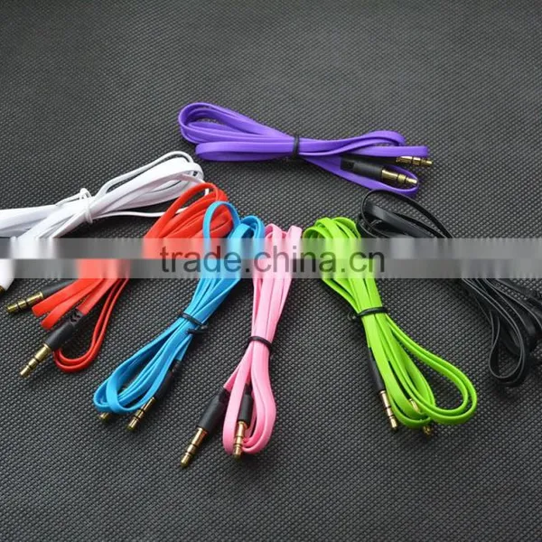 3FT 3.5mm Male To Male Noodle Jack Audio Stereo Aux Cable Adapter for PC IPhone IPod photo-2