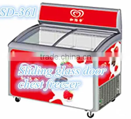 Sliding Curved Glass Door Chest Freezer Commercial Display Top Open Freezer photo-3