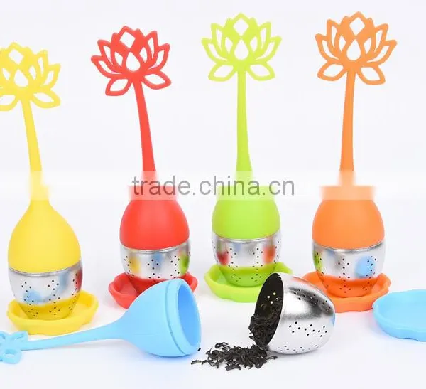 HQ Silicone & Stainless Steel Lotus Design Flower Infuser Tea Strainer photo-6