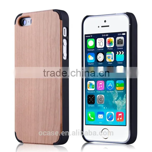 Wood Bamboo +PC Double Sided Case Without Battery for Iphone 5 Case. photo-2