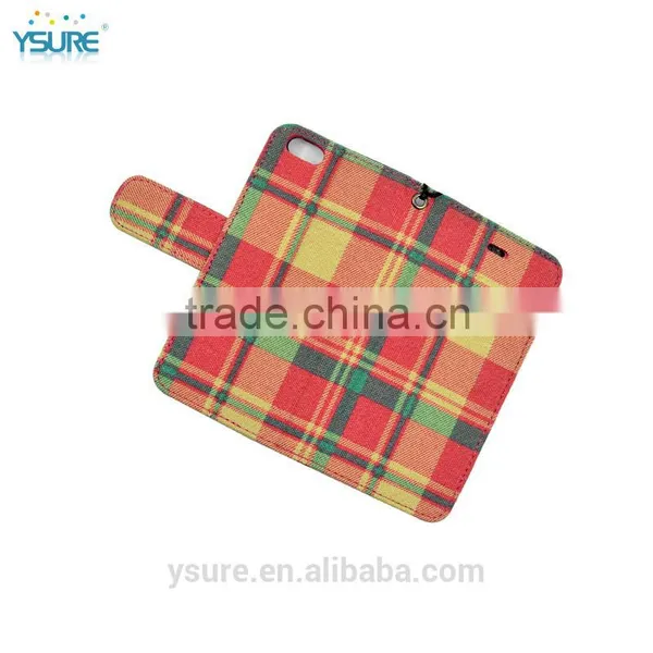 Plaid Pattern Fabric Leather Phone Case For Sony Xperia Z3 With PVC ID and Credit Card Slots photo-4