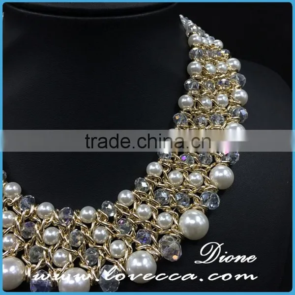 Hot Gift! Fashion Exaggerate Alloy Pearl Weave Braided Statement Women Bib Collar Charms photo-5
