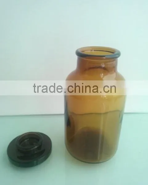 500ml Antique Apothecary Jar Amber With Seal Lid , Glass Jar With Lid photo-4