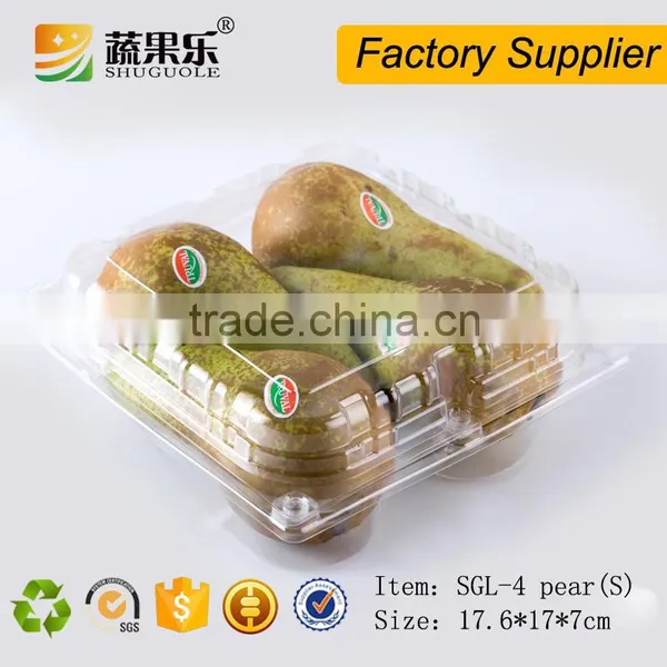 Disposable PET Plastic 4pcs Pear Fruit Packing Box photo-4