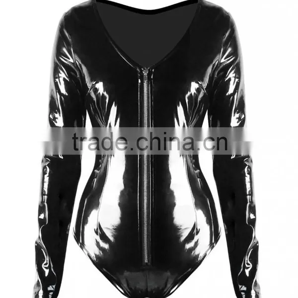 Newest Style Pvc Raw Material Plus Size Sexy Leather Catsuit