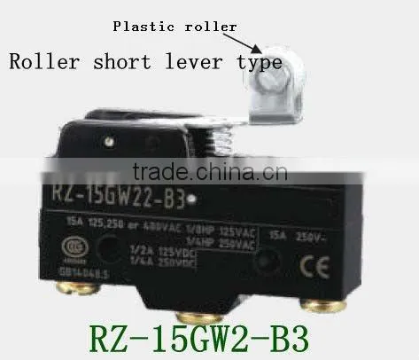 plastic roller lever micro switch RZ-15GW22-B3