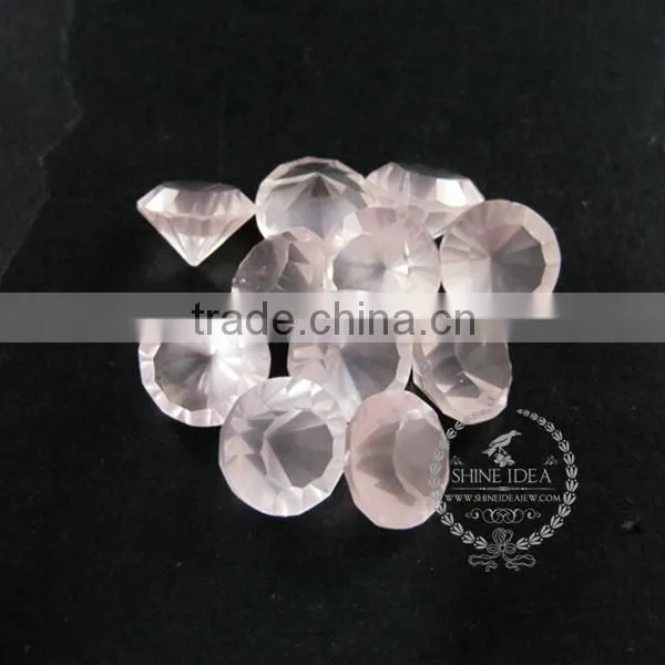 14-14.5mm Round Faceted Cut Natural Pink Rose Quartz Semi Precious Loose Stone Gemstone DIY Ring Earrings Cabochon 4110106 photo-2