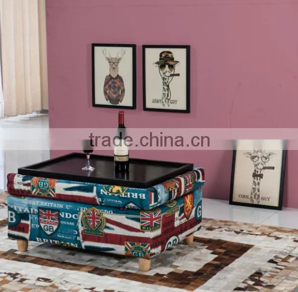 China Suppier Fabric Square Ottoman Stool photo-4