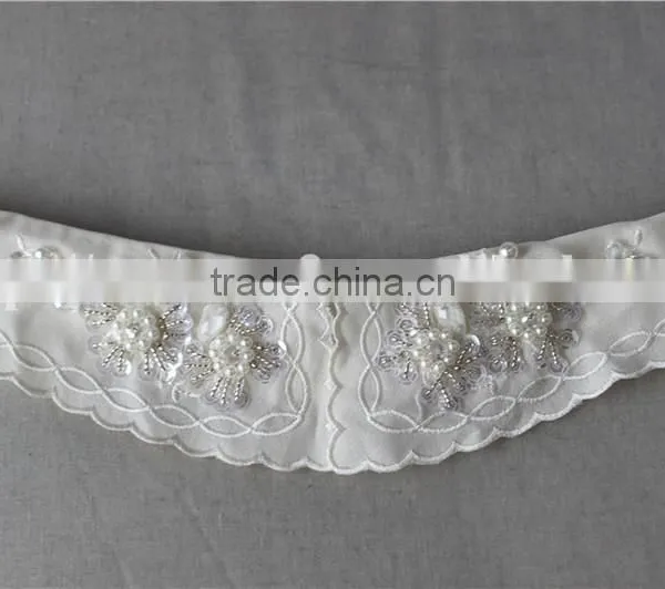 White Detachable Collar With Crystal Sequins and Pearls, Beaded Collars for Lady Garments photo-4