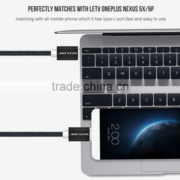 Voxlink 1m TYPE-C Male to Male Mobile Phone Data Cable Charging Cable Nylon Braided Metal Wire Type C to Type C Cable photo-2