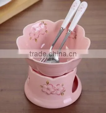 CY160 Chocolate Fountain High Temperature Resistant Ceramic Chocolate Waterfall Mini Fondue Fountain Pink Bakeware Gift Set photo-4