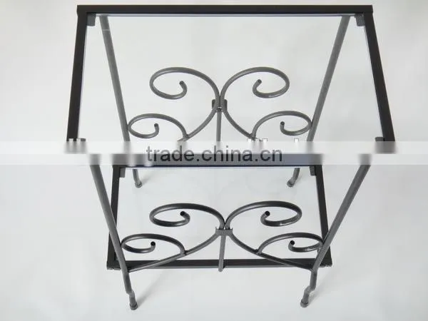 Decorative Occasional Magazine End Table Tempered Glass Top Metal Table photo-3