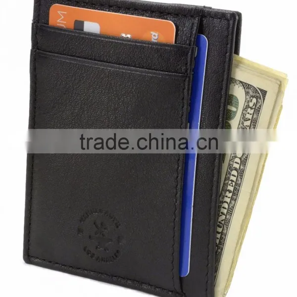RFID Blocking Minimalist Real Leather Slim Front Pocket Money Clip photo-2