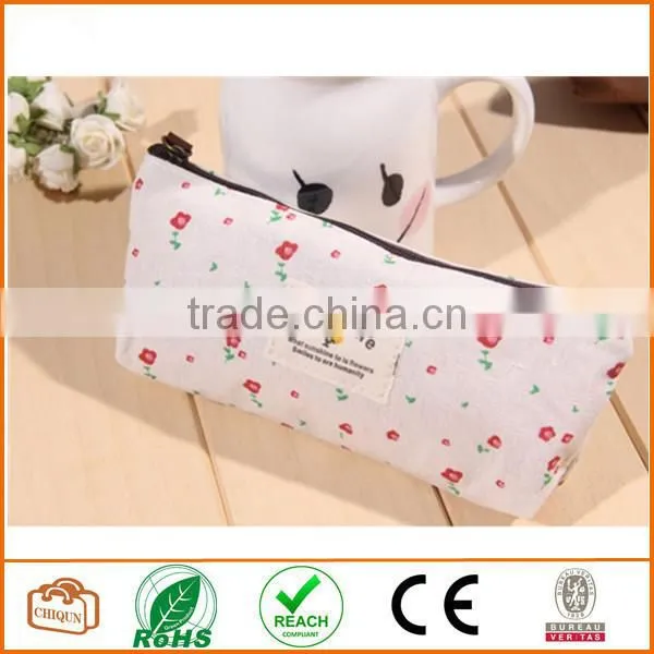 Flower Floral Pencil Pen Case Cosmetic Makeup Bag Off-White photo-3