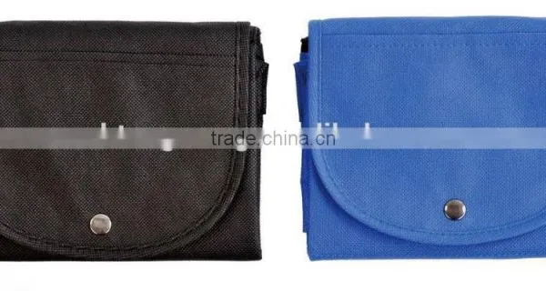 Foldable Zippered Totes Grocery Shopping Bags Bag Black Royal Blue photo-2