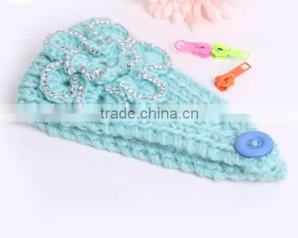STOCK Wholesale Crystal Crochet Head Wraps Crochet Flower Knit Headwrap photo-6