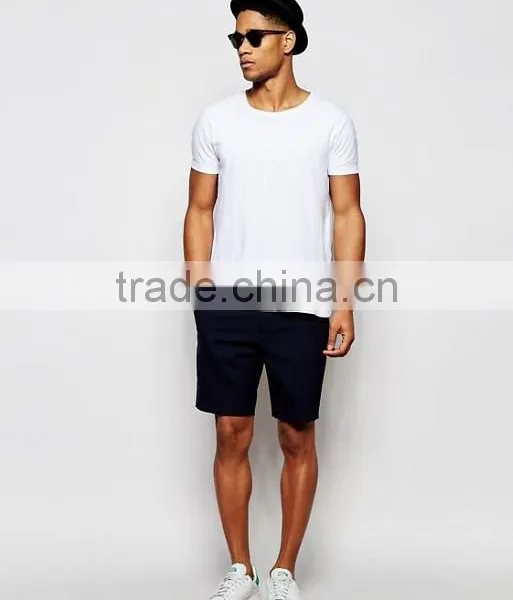 High Quality Latest Custom Slip Pockets Men's Navy Slim Fit 100% Cotton Smooth Woven Fabric Anti Wrinkle Zip Fly Casual Shorts photo-4