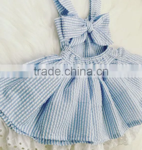 2017 New Arrival Baby Clothes Wholesale Hot Sale Cotton Cheap Clothing Children's Boutique Sleeveless Summer Blue Color Dress photo-4