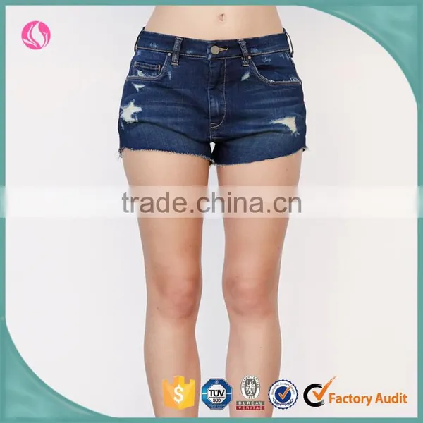 2016 Fancy Hot Shorts Womens Navy Washed Denim Sexy Shorts photo-4