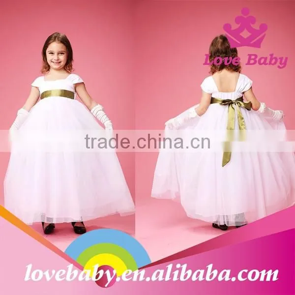 Baby Girls White Party Wedding Elegant Short Sleeves Maxi Dresses photo-4