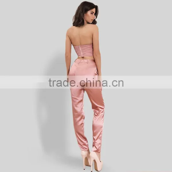 Runwaylover 057 Hot Sale 2017 Ladies Sexy Crop Top And Casual Pant Set photo-2