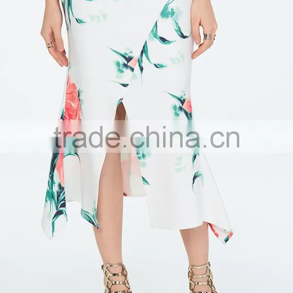 Pictures of Long and Tops Printed Floral Front Slit Skirts photo-6
