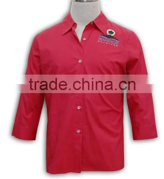 Woman Middle Blouses Tatting Decent Shirt Workwear Breathful Women Uniform Shirt photo-2